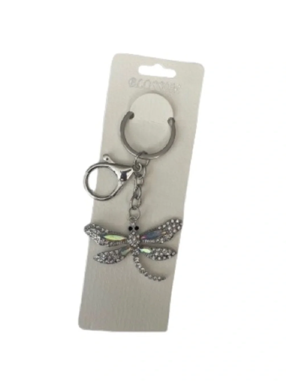 Bag Charm /Keychain -Sparkling Silver Rhinestone Dragonfly Keychain & Bag Charm
